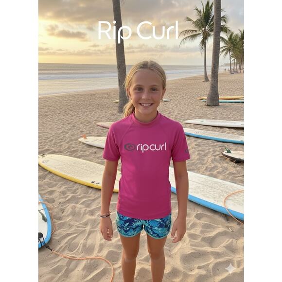 Rip Curl Hot Pink Rash Guard Sz. M (10) 50+ UPF - Picture 1 of 3